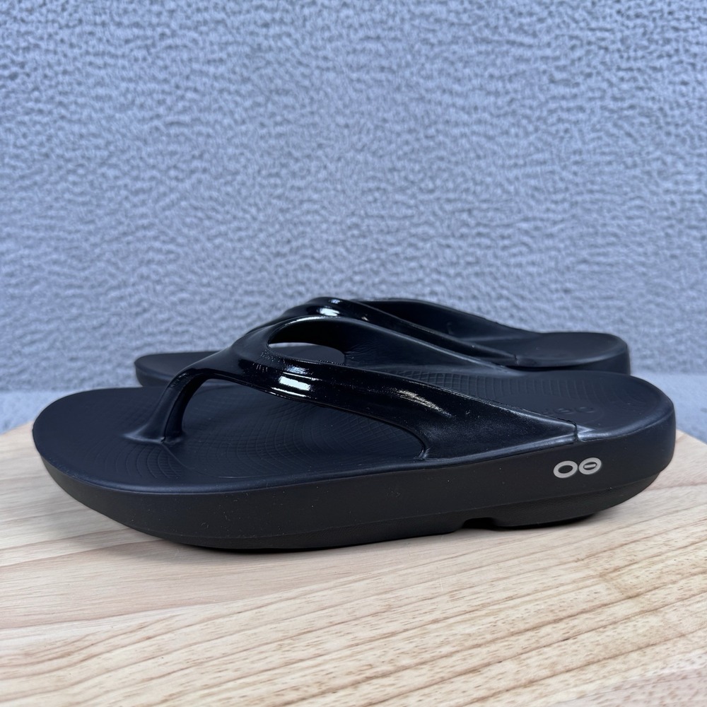 OOFOS Oolala Womens 8 Black OOfoam Recovery Sandals Comfort Flip Flops - Picture 4 of 11